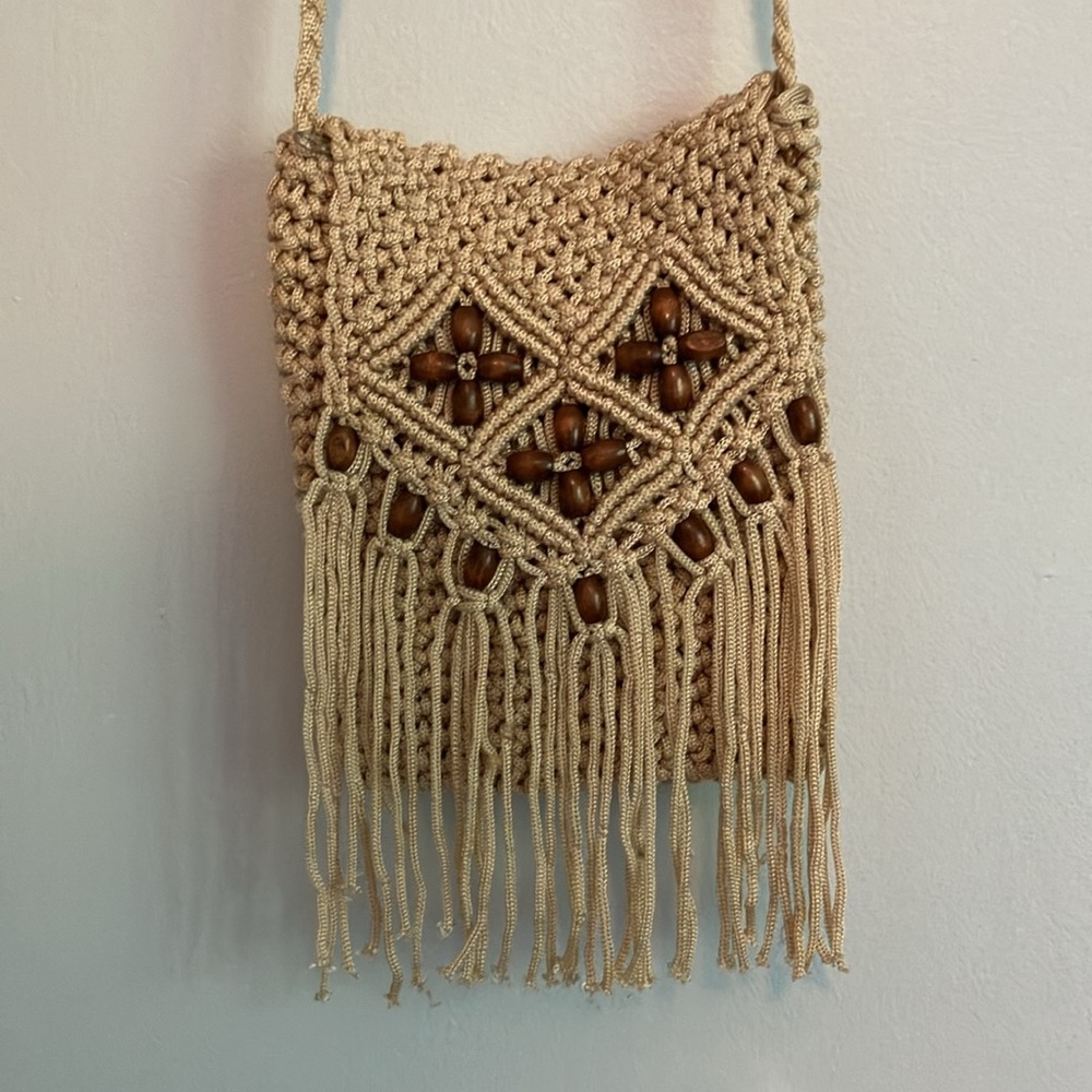 Boho macrame crossbody small purse ideal for phone, wallet & other essentials